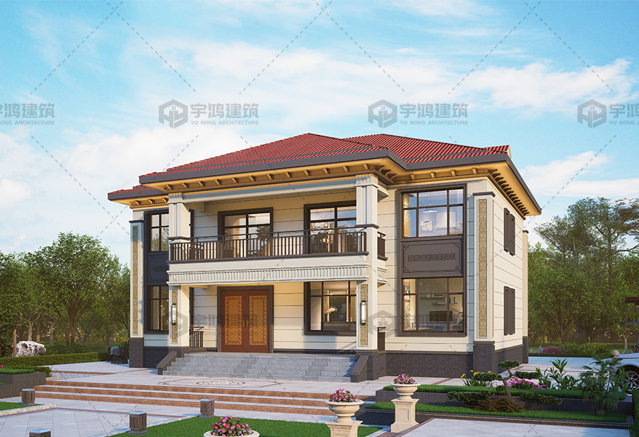 占地面積203平方的新中式二層別墅全套圖紙