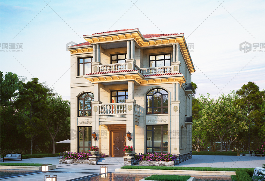 開間10.32米的三層歐式別墅全套圖紙